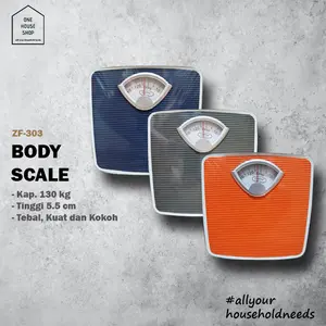 Timbangan Badan Analog ZAFIRE 130Kg – Manual, Akurat, Anti Baterai | Tebal, Kuat & Kokoh | Desain Simpel untuk Kamar Mandi | Warna Biru, Orange, Abu | Tinggi 5.5cm | Timbangan Manual Mudah Digunakan & Tahan Lama
