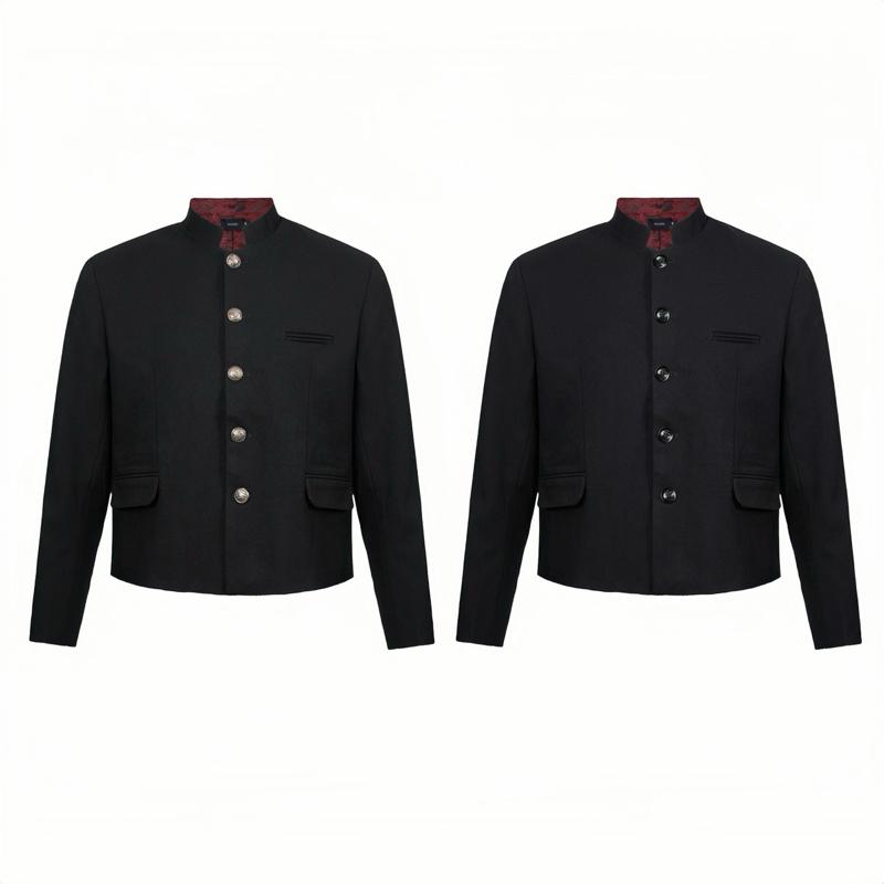 Áo Khoác Gakuran Form Crop Phối Lót Gấm Đỏ | Wanes Crop Gakuran Jacket