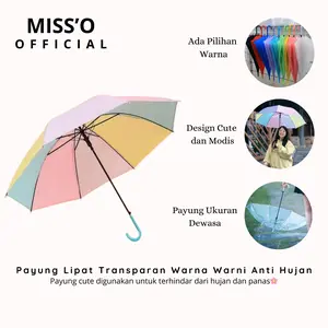 Misso Kode PY2010 Payung Bening Transparan Warna Warni Anti Hujan Korea Fashionable