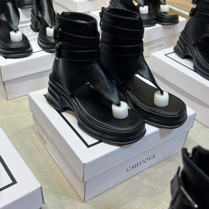 tăng size, nhỏ gầy ngắn đi đúng size Sandal Chiến Binh Xỏ Ngón cao 6cm Nữ DéP Shoes GiàY