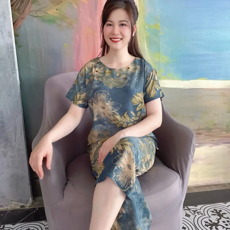 Đồ Bộ Trung Niên Tặng Mẹ-Hoa Lá Mẫu mới Hót 2025-(Tay Cộc ,Quần Lửng) | BigBuy360 - bigbuy360.vn