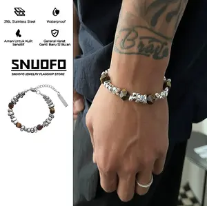 gelang amber stone pria  style - bracelet premium vintage design Hip Hop street fashion cowok kekinian aesthetic