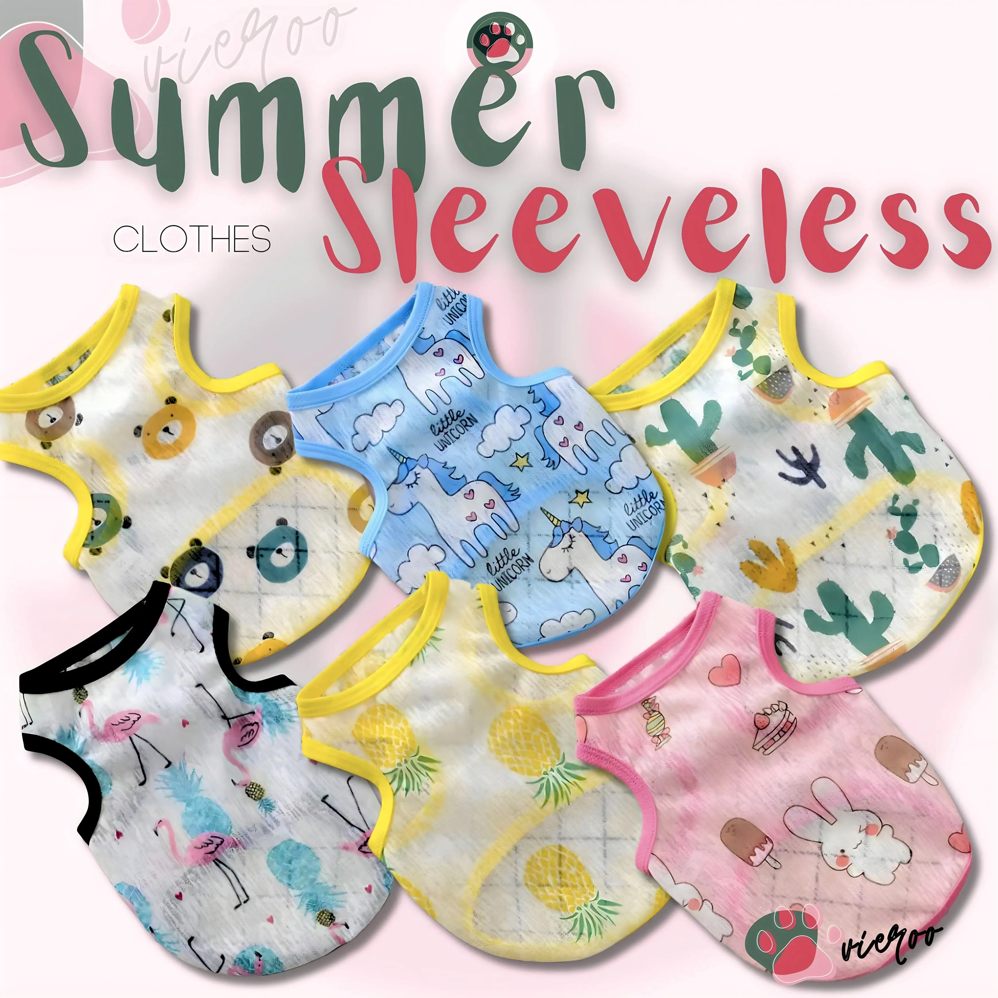 AVIEROO Printed Style Sunscreen Pet Sleeveless Clothes