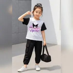 Setelan Anak Perempuan Celana Jogger Motif Kuromi Usia 3-12 Tahun Baju Casual Fashionable