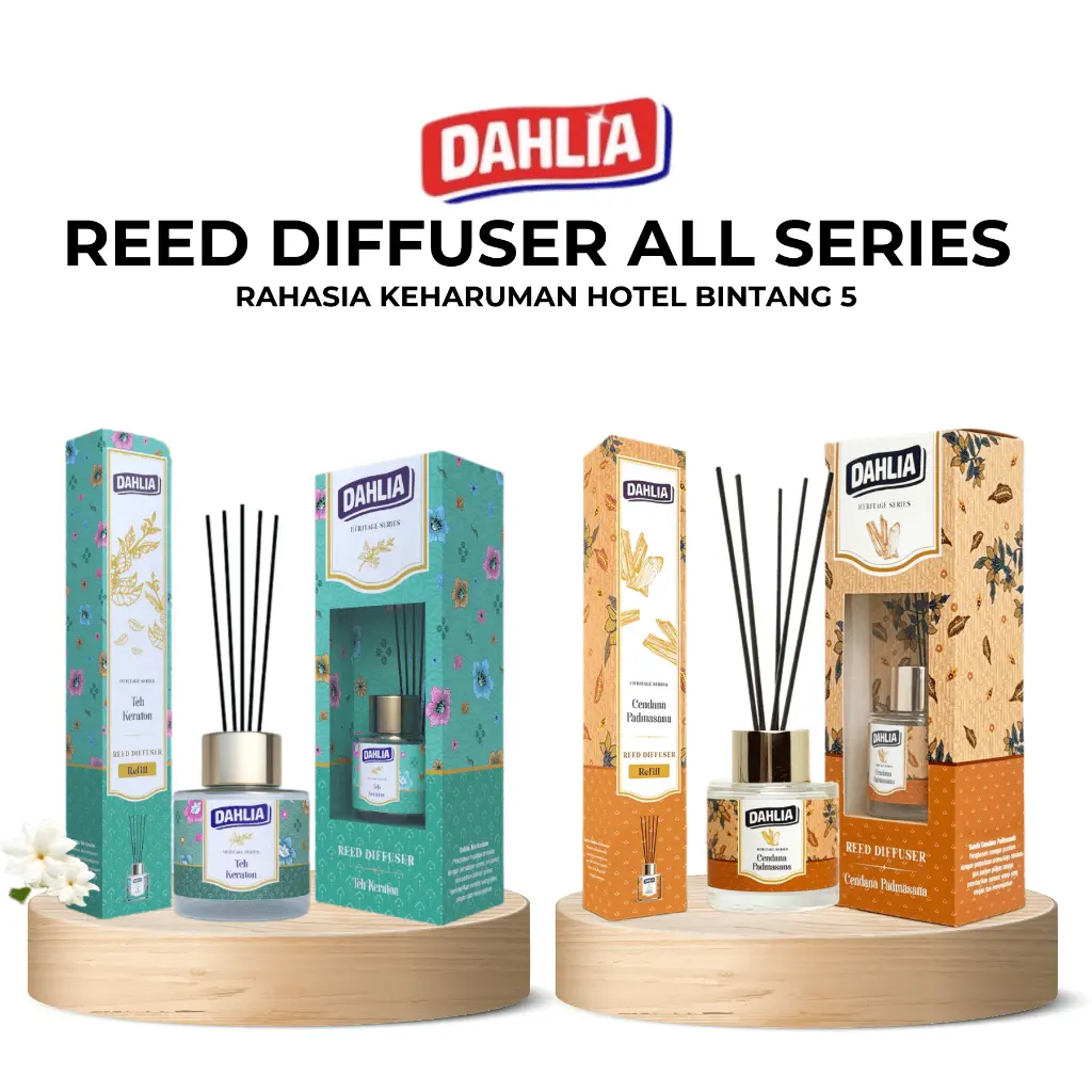 DAHLIA Paket Pengharum Ruangan 2 in 1 Diffuser + Refill - Teh Keraton | Cendana