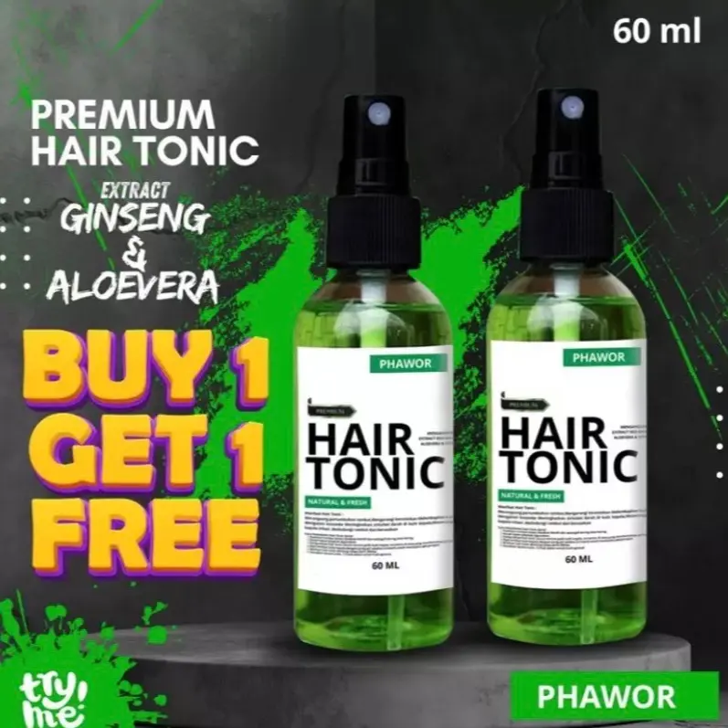 BUY 1 GET 1 PHAWOR HAIR TONIC VITAMIN PENUMUMBUH RAMBUT DAN PELURUS RAMBUT PRIA & WANITA 60 ML