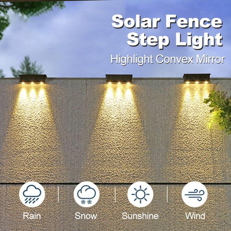 Product Introduction of Outdoor 3Led Solar wall Light IP65 Waterproof Automatic Sensor Warm garden Lamp for home Fence Courtyard Gate village Street decoration 1