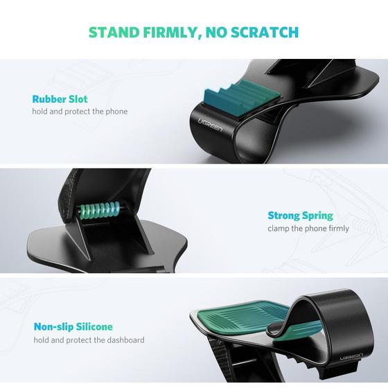 Car Holder Dashboard Clip / 360 UGREEN Stand / Dudukan Handphone