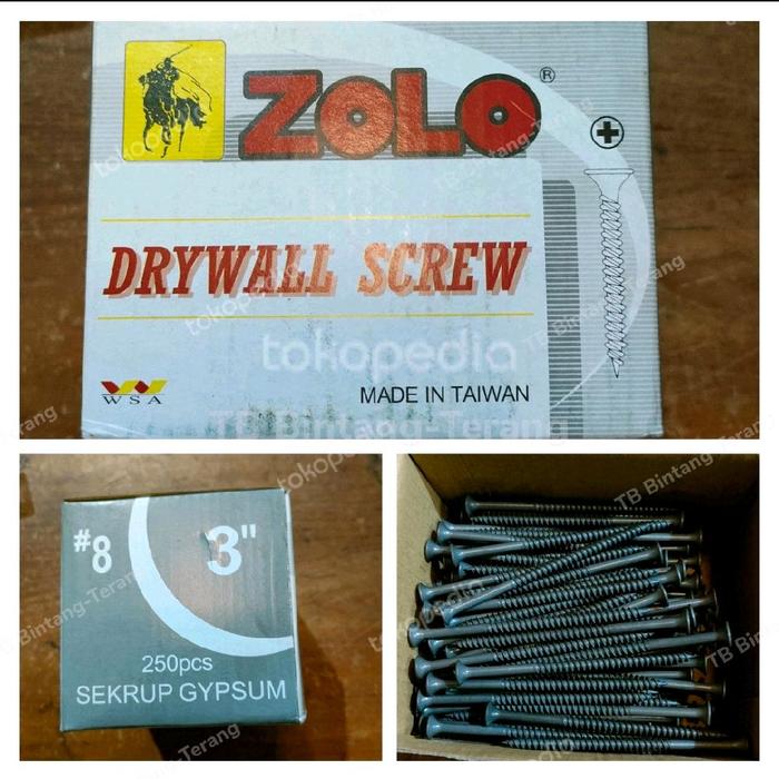 Gambar SEKRUP SKRUP GYPSUM ZOLO 8 X 3" INCH PANJANG 7 CM dari TB Bintang-Terang Kota Tangerang 4 Tokopedia