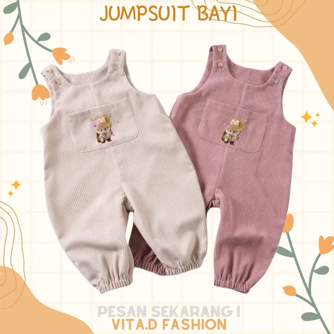 ￼OVERALL BABY JUMPER JUMPSUIT NEWBORN LABUBU 1 BULAN - 2 TAHUN Bayi