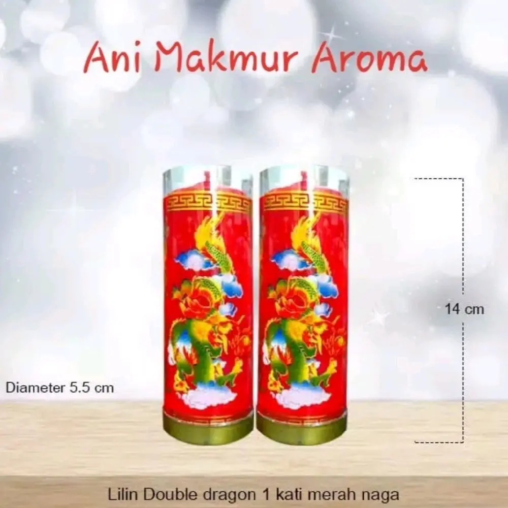 Lilin Puja 1 Kati Kin Sembahyang Pilar Naga Merah Double Dragon