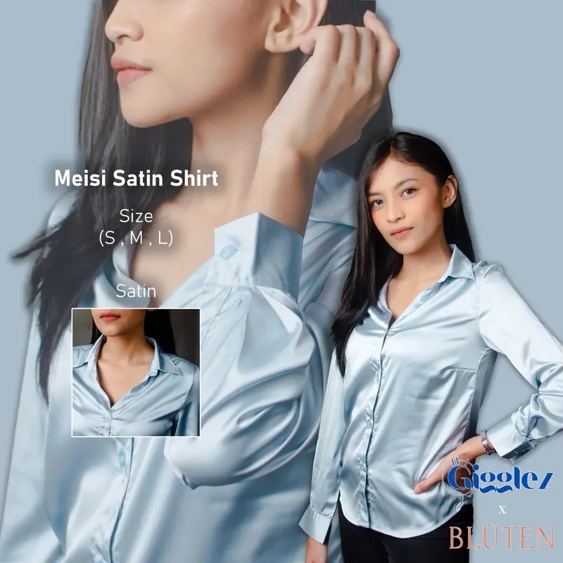 Meisi Satin Shirt Casual outfit Full Button 0