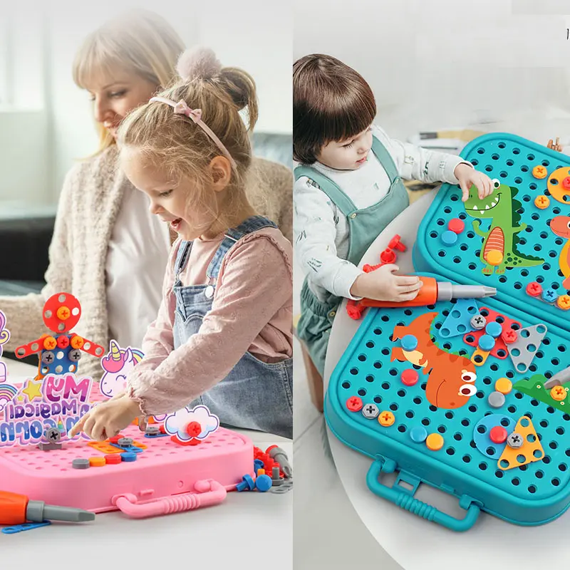 GAGALU Kotak alat simulasi anak-anak merakit mainan / mainan pendidikan sekrup perbaikan bor listrik DIY mainan pendidikan untuk anak Kado Ultah Anak 3