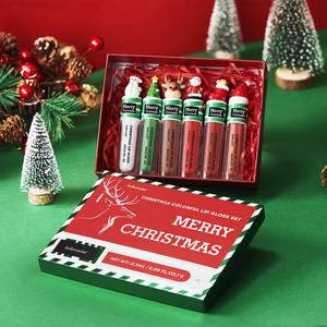 Lakerain Christmas Colorful Lip Gloss Set Creative Lip Gloss Combination Gift for Girls Liquid Lipstick Kit 6pcs/set