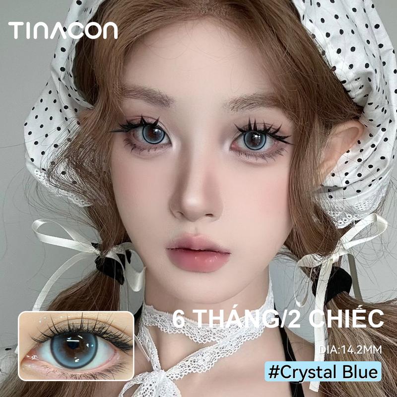 [Giá 1 Đôi + Kèm Khay Dụng Cụ] Tinacon Kính Áp Tròng Đường Kính 14.2mm-14.5mm Mèo Hoang Đôi Mắt To Làm Mềm Màu Mắt Lens - Nữ fairy gray  lens