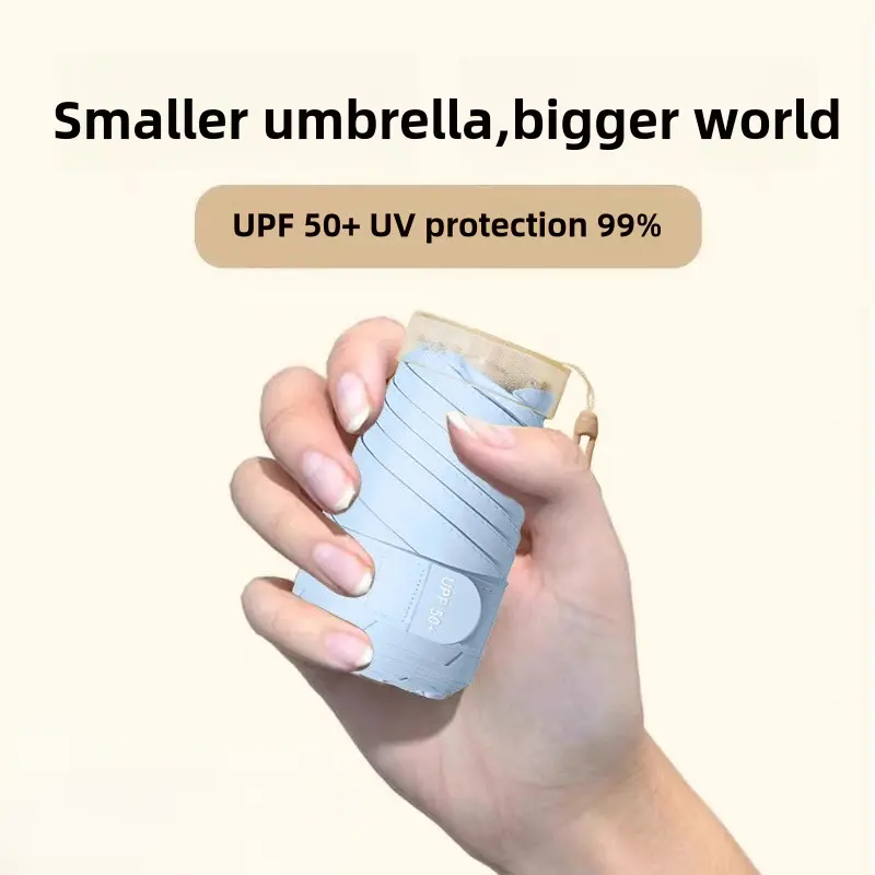6 Ribs Mini Umbrella Folding Small Pocket Sunny-Rainy portable UPF 50+ UV protection Cover