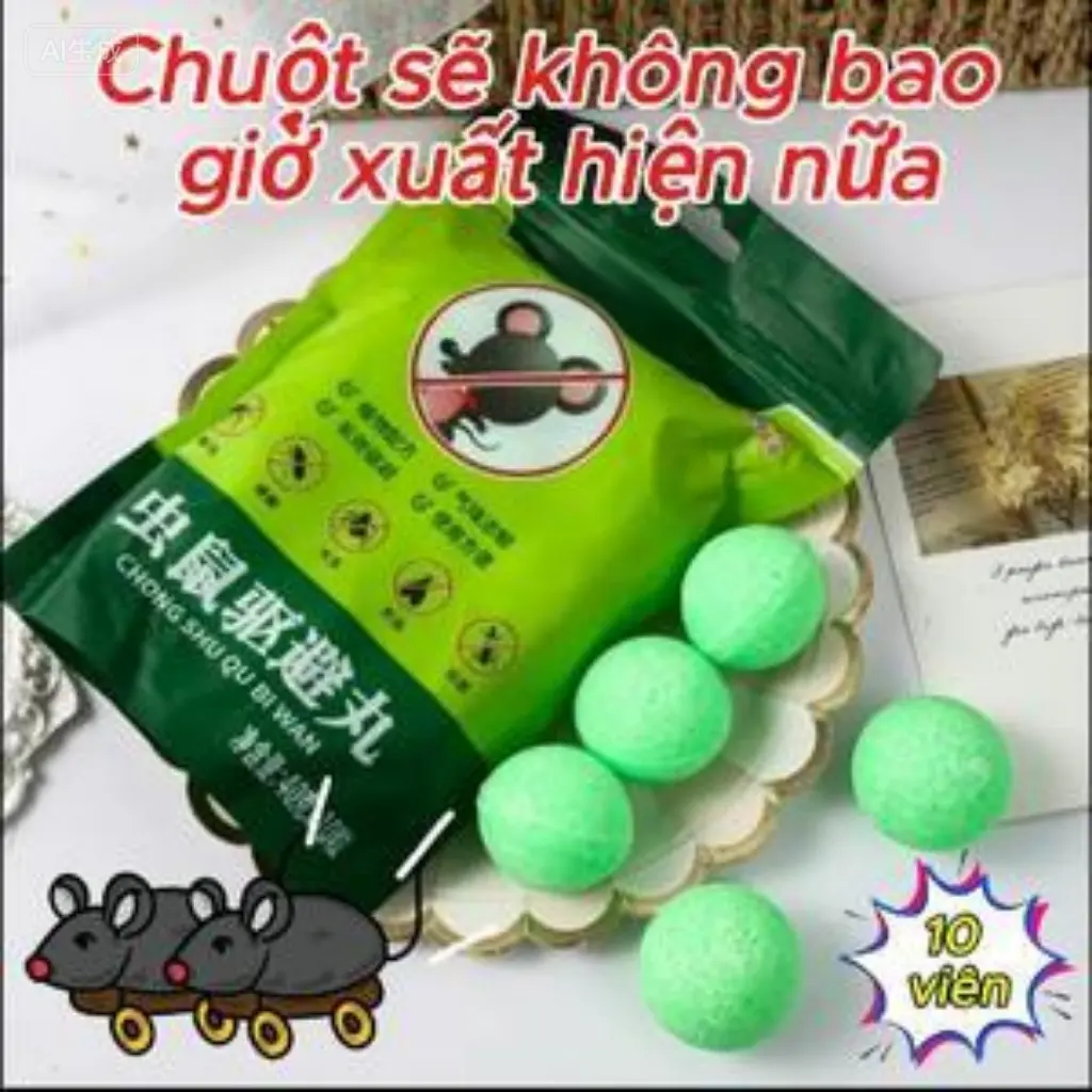 【Thuốc Đuổi Chuột Dạng Viên】Viên Nén Đuổi Chuột Siêu Mạnh - 1 Gói 10 Viên | Hiệu Quả Tức Thời, Bảo Vệ 24/7 | Không Độc Hại, Tiện Lợi | Ngăn Chuột Tái Xuất Hiện