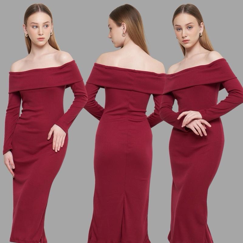 Callie Sexy Sabrina Long Dress - Bodycon Press Body - Dress Sabrina Kondangan Party 0