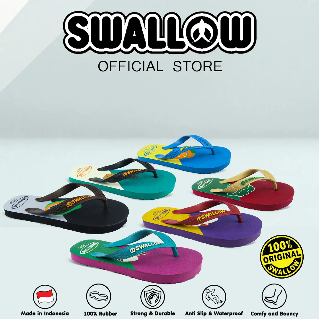 Swallow Sandal Jepit Parodi - Sendal Karet Wanita & Pria Anti Selip