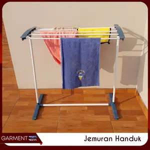 Jemuran Handuk Baju Rak Portable Tempat Jemur Pakaian Kamar Mandi Stainless Steel Biru
