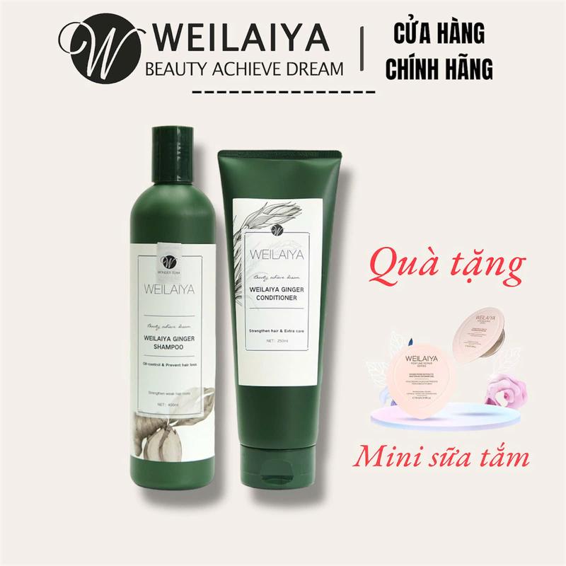   Chính hãng  Cặp dầu gội đầu và dầu xả tóc thảo dược Weilaiya gừng trắng giúp ngăn rụng và kích thích mọc tóc daugoi cap dầu  gội  thiên  nhiên 