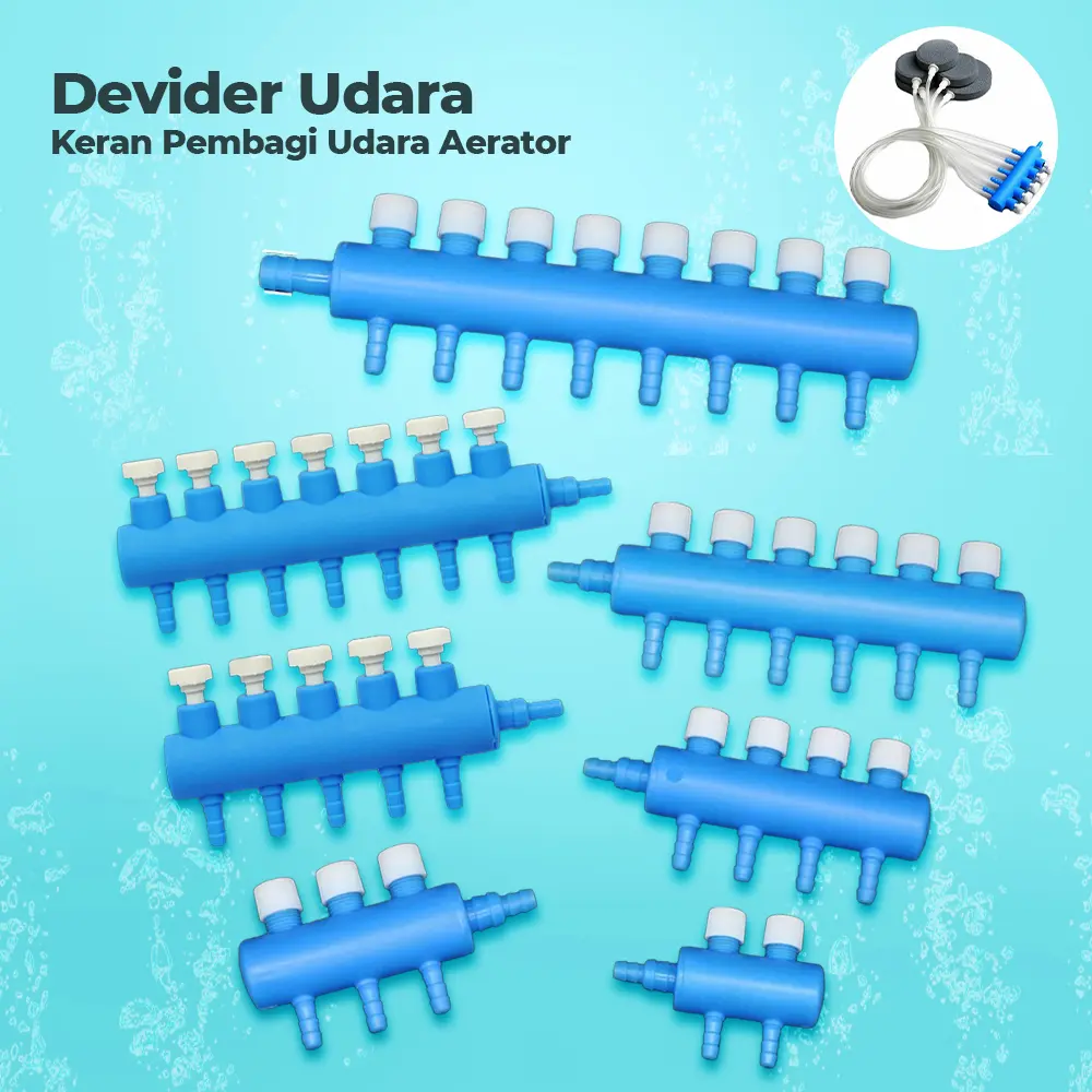 Kran Keran Udara Divider Pembagi Udara Aerator Akuarium 2-8 Cabang Output Aquarium Aquascape Airflow Splitter