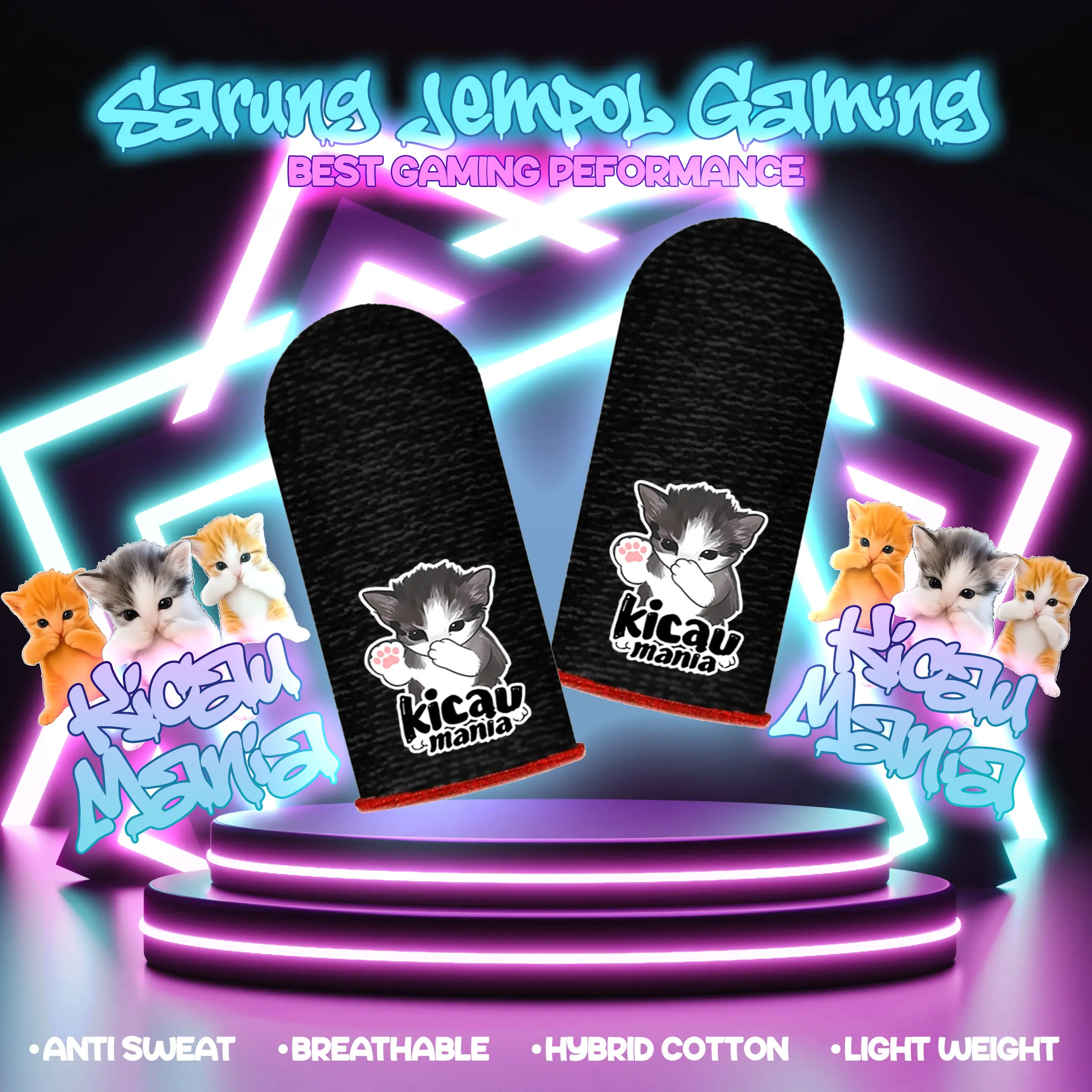 [AUTO JAGO] Sarung Jempol Gaming Kicau Mania Bisa COD Sarung ff ML / Finger Sleeve Kain Rajut Tebal Logo Viral Dijamin Ori 100%