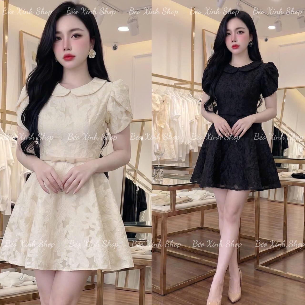 Váy Dự Tiệc Thiết Kế Dáng Ngắn Tiểu Thư Phối Cổ Bèo (Vải Ren Cao Cấp) Thanh Lịch Sang Trọng Cho Các Nàng Bigsize 40–90kg Thời Trang Nữ Béo Xinh Shop - A.1787