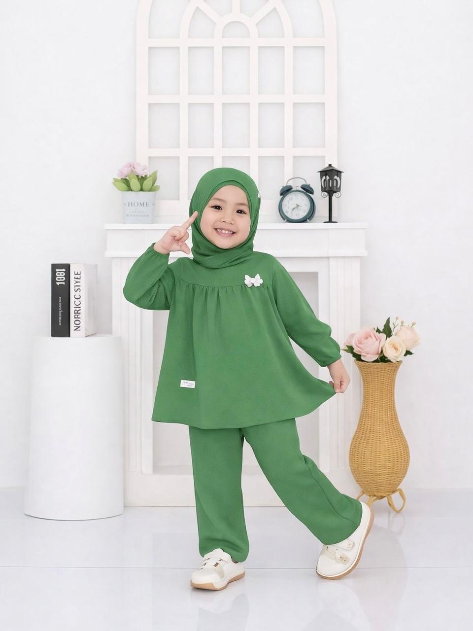 Promo-Setelan Baju Gamis Muslim Lebaran Trendy Anak Perempuan [Bonus Hijab] Usia 2-12 Tahun Terbaru 2026