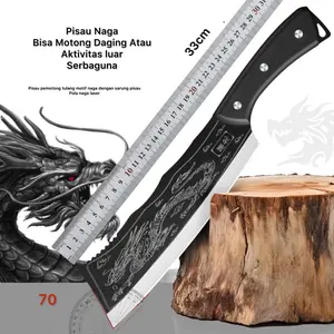 Pisau Motif Naga Alat Pemotong Tulang, Daging Dan Sayur-sayur Bisa Di Gunakan Aktivitas Luar Bahan Tahan Karat Seri 3CR
