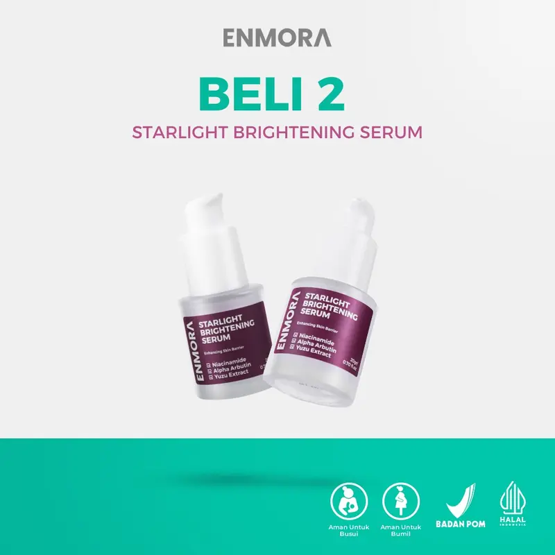Enmora Starlight Brightening Serum Pencerah Wajah dengan Niacinamide, Alpha Arbutin dan Yuzu Extract - Mencerahkan Muka 2