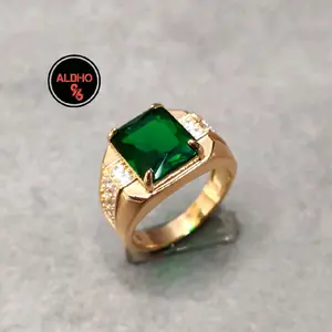 ALDHO96 Cincin batu 5 warna Terbaru Untuk Laki Laki Rings Gold Titanium Silver Akik Elegan