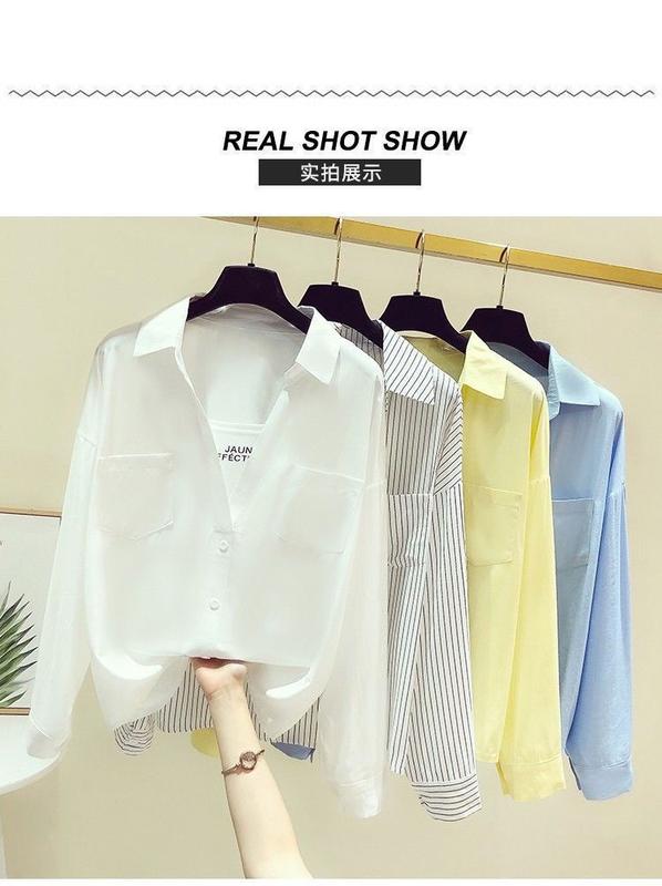 Product Introduction of Design White Younger Shirt Long Sleeve Women's Spring and Autumn 2023 New Korean Style Loose False Two Pieces All-Matching Top 12