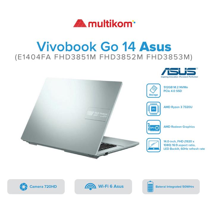 Gambar Asus E1404FA FHD3851M FHD3852M FHD3853M R3 7320U/8GB/512GB/14inch FHD/W11+OHS+M365 dari MULTIKOM ID Kota Palembang Tokopedia