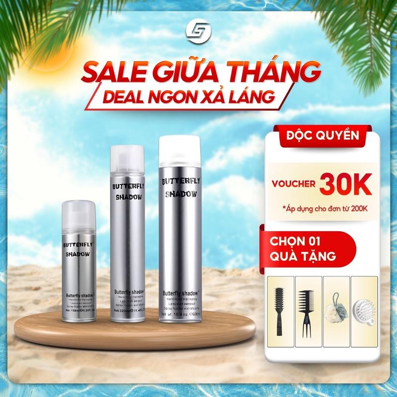 Gôm xịt tóc tạo kiểu nam nữ Butterfly Shadow 150ml /320ml /600ml. Gôm bạc tạo kiểu tóc, Gôm xịt giữ nếp cứng cho tóc | Gôm xịt tóc Chính Hãng