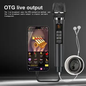 Mic Dengan Sound Card Buith-in Kualitas Studio untuk Menyanyi Live Streaming dan Perekaman OTG Output Live