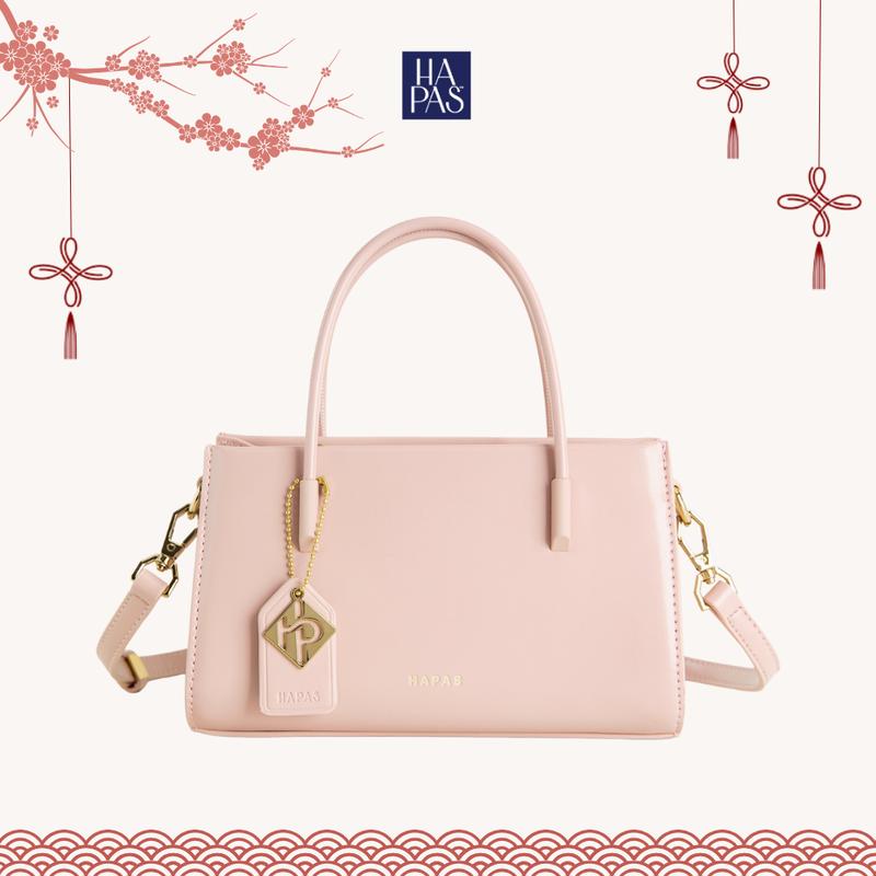 BST Let's Pink Túi Xách Nữ HAPAS Chính Hãng La Muse Phủ Màu Tag Vuông Quai Xách Đeo Chéo Sang Trọng Size 21 Màu Hồng - TXT221226 Bag Lady Da Hoa