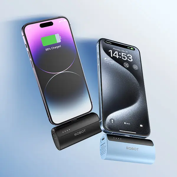 ROBOT RT045L / RT045C Powerbank Mini Real Capacity 4500mah Port Lightning & Type-C Smart Power bank Built-in Cable 1