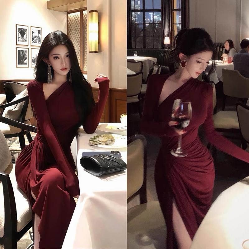  VÁY BODY LADONG XẺ TÀ HOT V167   Đầm body đi tiệc thun ladong thiết kế cut out xẻ tà tôn dáng sang trọng V167 