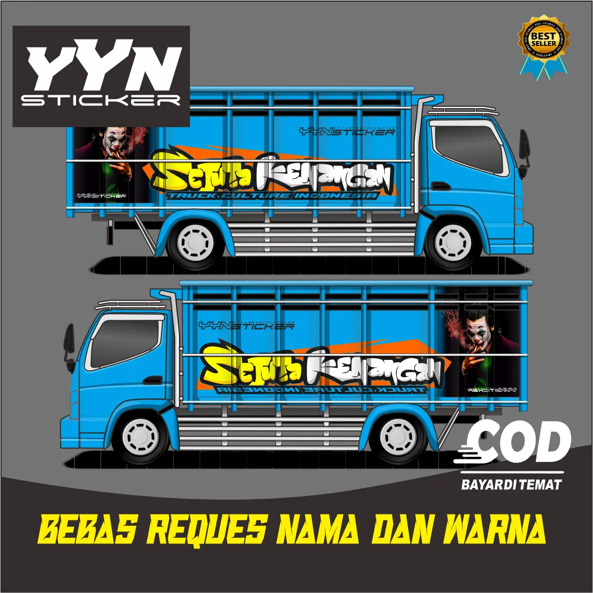 STICKER CUTTING BAK SAMPING TRUK CANTER,RAGASA,ELF MACAN,DYNA KANAN KIRI SIAP TEMPEL BISA CUSTOM