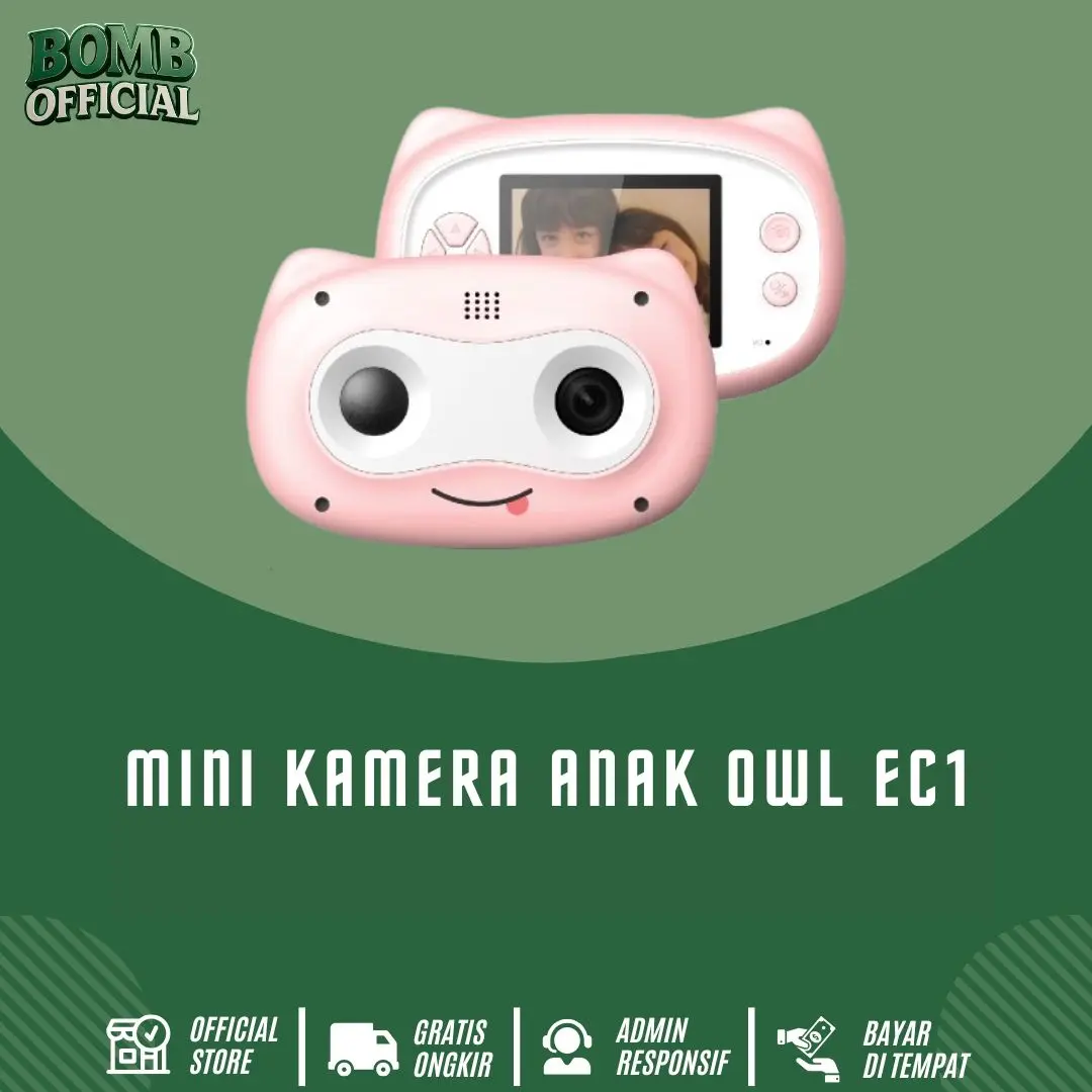 Mini Kamera Anak EC1 Camera Kids Action Cam Camera Digital HD Pink