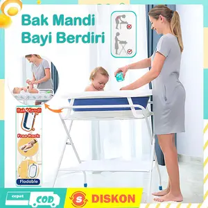 【Bebas pegang punggung】Bak Mandi Bayi Lipat  Portable Baby Bath Tube  BPA Free  Alur anti slip di dasar bak Perlengkapan Newborn Perlengkapan Mandi Bayi  Bayi nyaman, Ibu tenang  Dari newborn sampai 2 tahun lucu