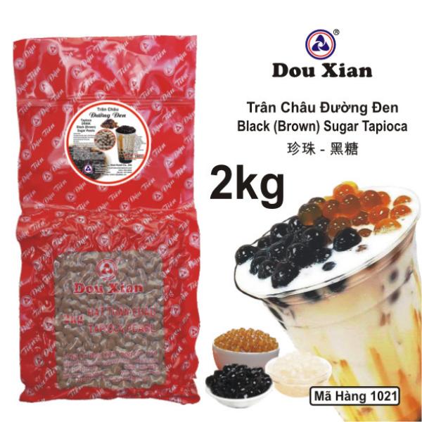 Trân châu Đường đen Douxian 2kg loại vừa 2.5 - trân châu douxian dễ nấu topping trà sữa