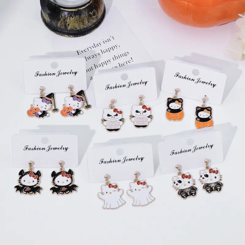 European and American Halloween Earrings Women 925 Silver Needle Ghost Witch Pumpkin Anti Allergic Drop Earring