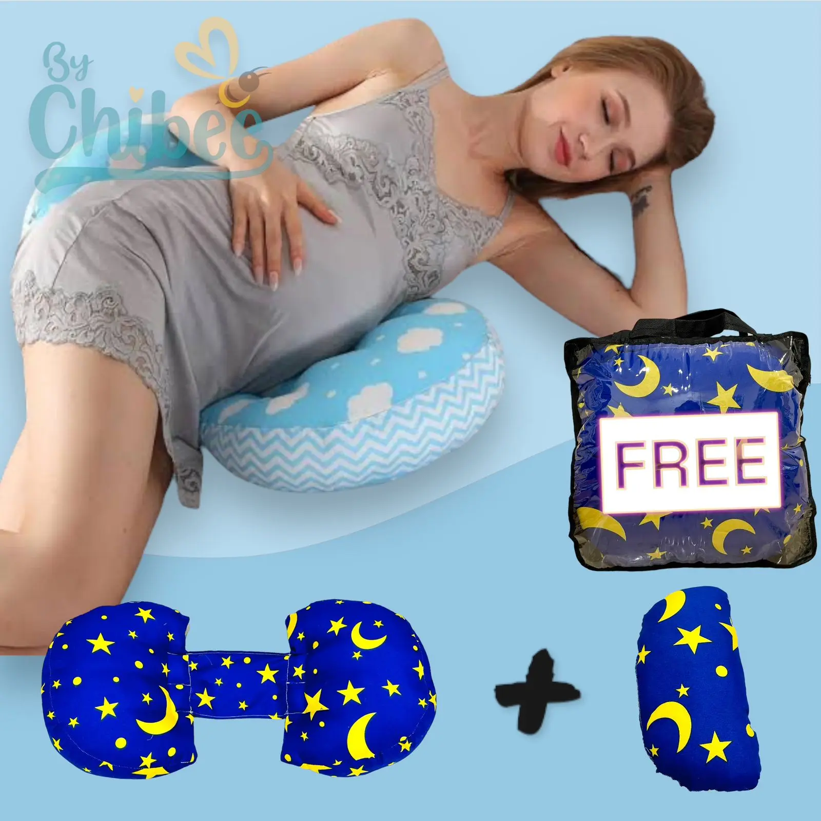 Bantal Hamil Portable Penyangga Perut + Bantal Tambahan + Tas