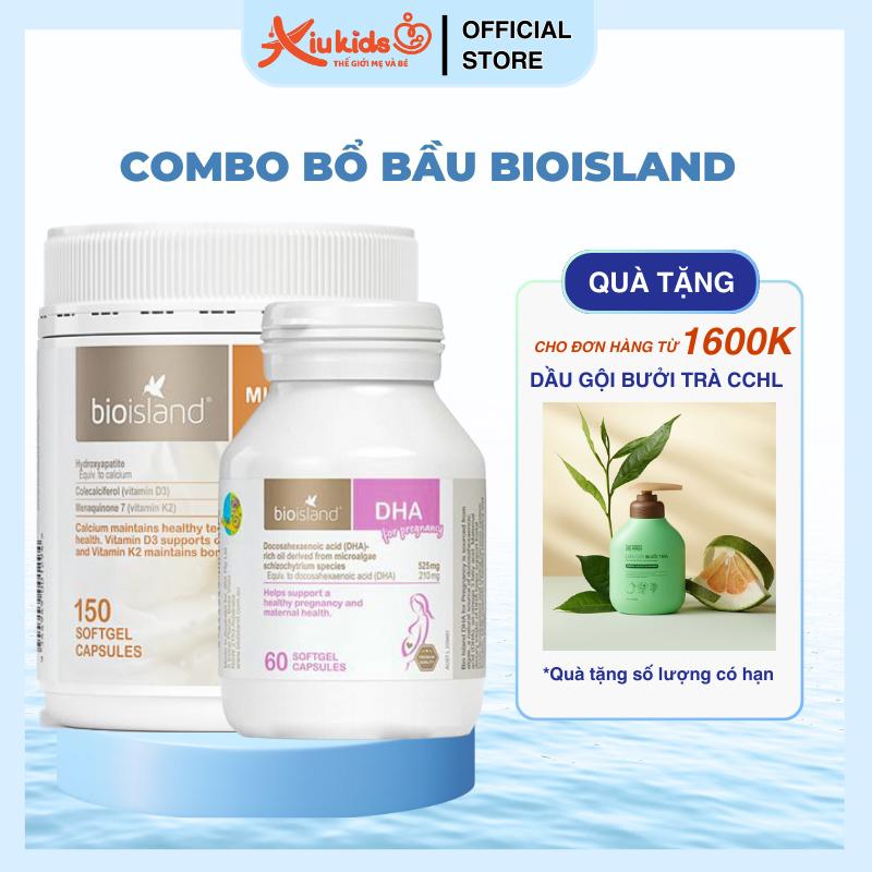 Combo bổ bầu Canxi + DHA Bioisland cho bà bầu hỗ trợ thai kỳ khỏe mạnh bé thông minh