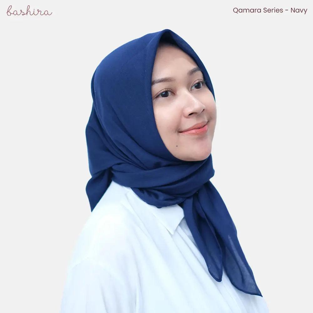 Bashira Hijab - Qamara Series - Navy (Hijab Polos Segi Empat - Paris Premium)