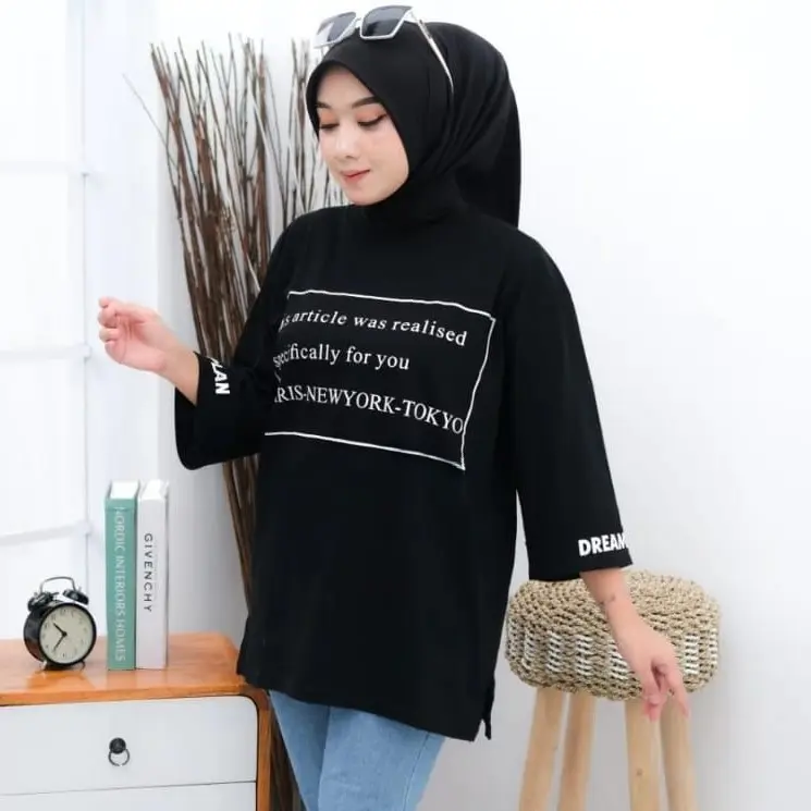Kaos Sweater Atasan Oversize Wanita Lengan Panjang 2