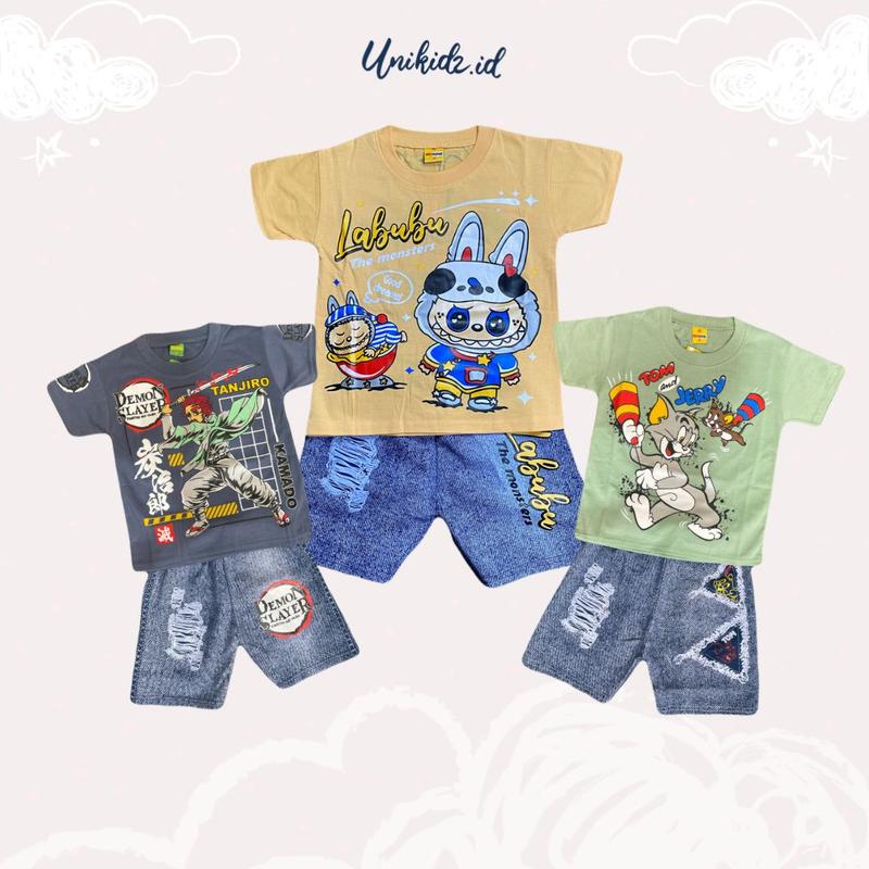 Unikidz 05 | 3 Setelan Anak Laki-Laki dari Bahan Cotton Combed dengan Motif dan Warna Acak - Fashion, Baju 2