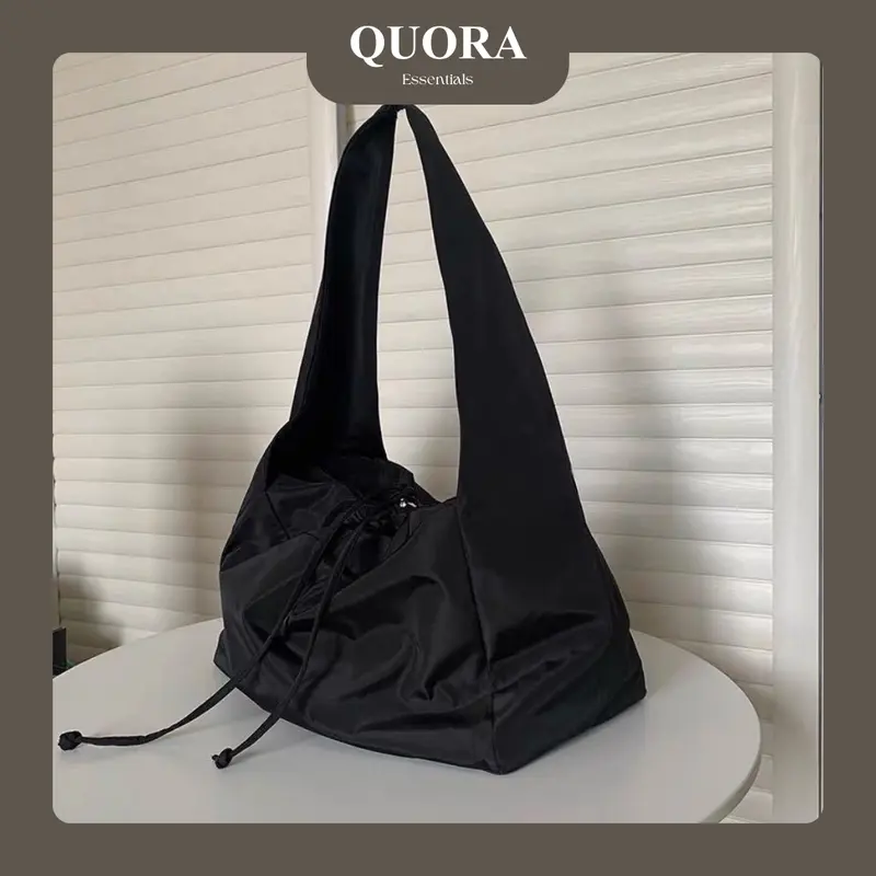 Quora Essentials | TATA Sling bag Nylon Cross bag Tas Selempang semi totebag Lucu Wanita Pria Stylish black olahraga Barang Cewek Aesthetic Slingbag 1